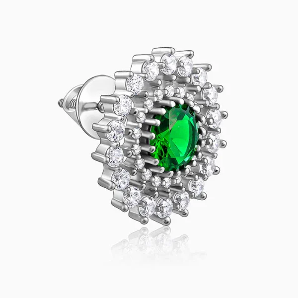 Silver Zircon Emerald Sunshine Studs - Image 3