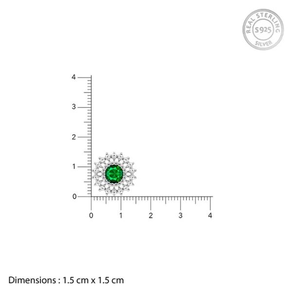 Silver Zircon Emerald Sunshine Studs - Image 2