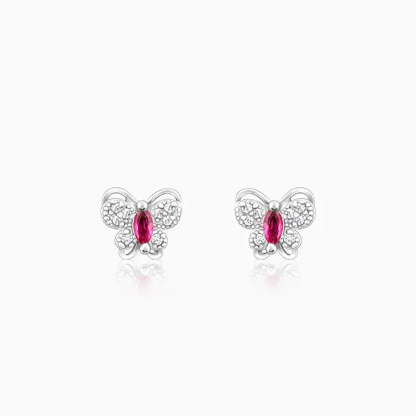 Silver Pop Pink Studded Butterfly Studs - Image 5