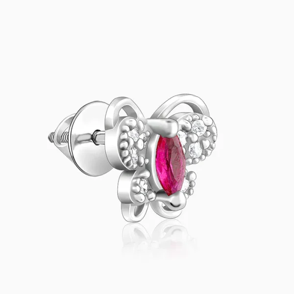 Silver Pop Pink Studded Butterfly Studs - Image 3