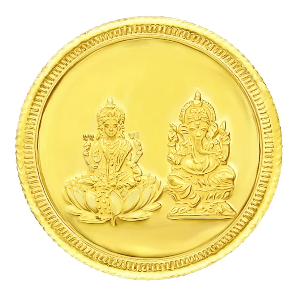 1gm Goddess Lakshmi & Lord Ganesha 22K 916 BIS Hallmarked Gold Coin