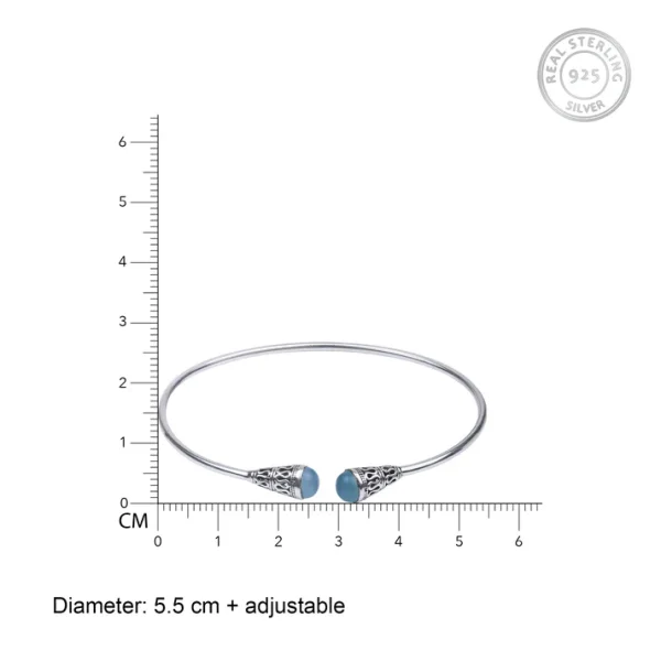 Oxidised Silver Minimal Aqua Bracelet - Image 2
