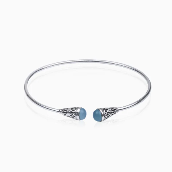 Oxidised Silver Minimal Aqua Bracelet - Image 4
