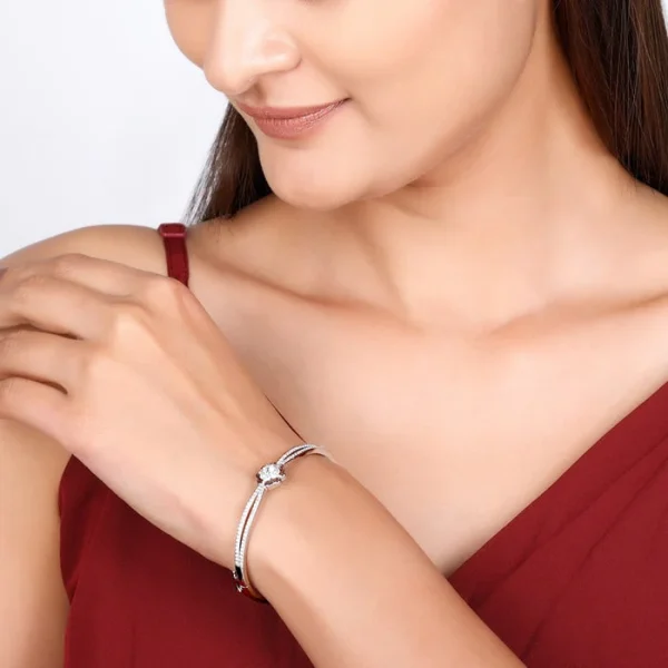 Silver Zircon Flower Bracelet - Image 4
