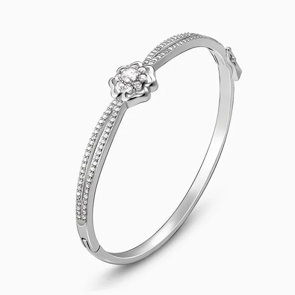 Silver Zircon Flower Bracelet - Image 3