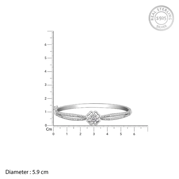 Silver Zircon Flower Bracelet - Image 2