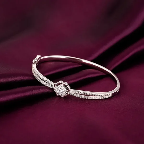 Silver Zircon Flower Bracelet