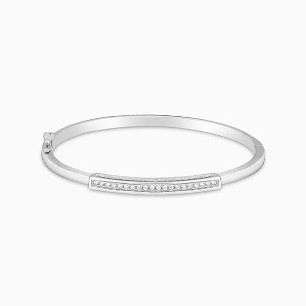 Silver Zircon Baguette Cuff Bracelet - Image 5
