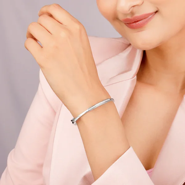 Silver Zircon Baguette Cuff Bracelet - Image 4