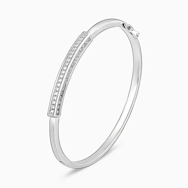 Silver Zircon Baguette Cuff Bracelet - Image 3