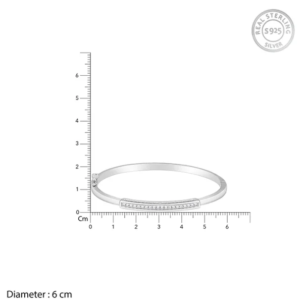 Silver Zircon Baguette Cuff Bracelet - Image 2