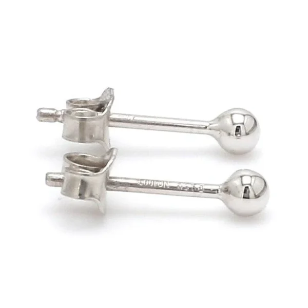 3mm Platinum Ball Earrings Studs JL PT E 182 - Image 4