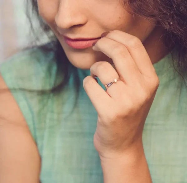 Platinum Ring with Raised Solitaire for Women JL PT 400 - Image 3