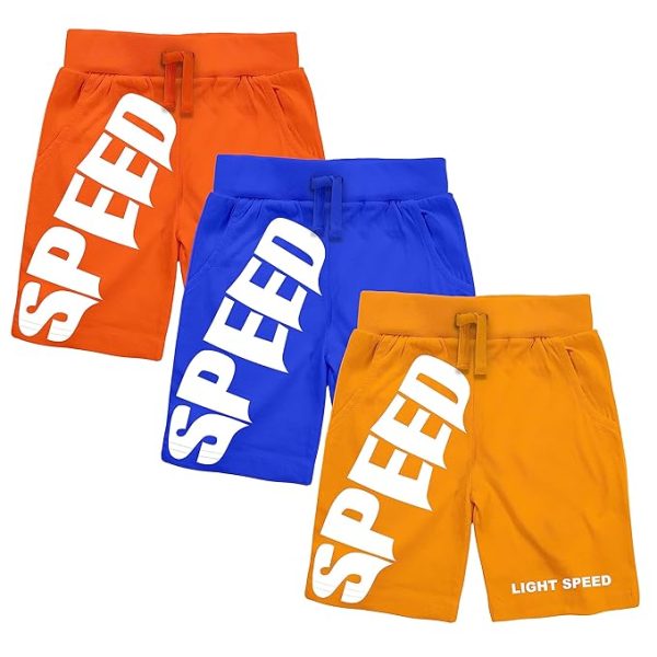 KYDA KIDS 100% Cotton Kids Shorts for Boys & Girls - Regular Fit Casual Short for Unisex, Multicolor - Pack of 3